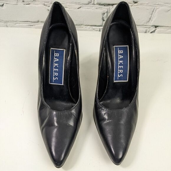BAKERS black leather high heel pumps pointed toe size 6B - Picture 2 of 8
